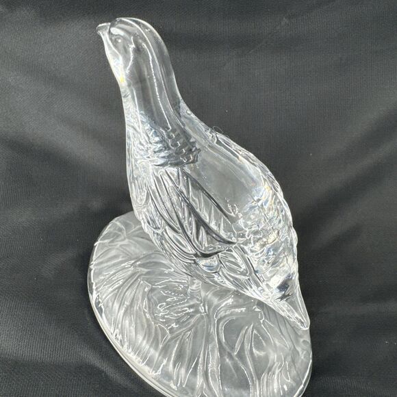 Crystal Red Grouse Figurine Glass Cristal D'Arques France Clear 5.5” T x 5.25”L - Picture 6 of 12